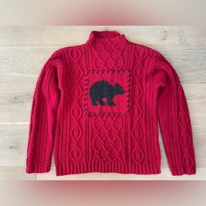 Coldwater Creek Crimson Sweater with Bear Design
